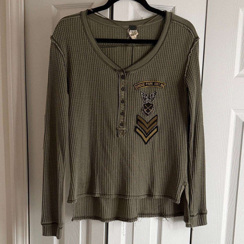 We The Free Sage Waffle Knit Top